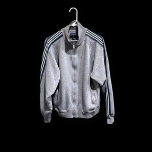 JanSport Men's Zip Track Jacket White Navy Stripes M EUC